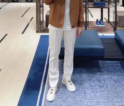Men's Summer Casual Shoes — Top Layer Cow Leather, Breathable Luxury Deer Skin Slip-On Sneakers