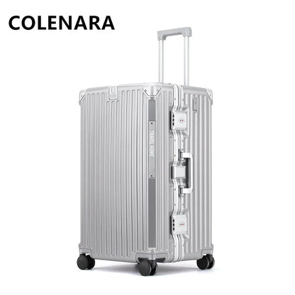 COLENARA Aluminum Frame Suitcase — High-Quality Large Capacity Trolley Travel Bag, 24", 26", 28", 30" Rolling Luggage