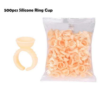 500PCS Disposable Silicone Pigment Rings – Tattoo Ink Cup Holders for Microblading, Eyebrow & Lip Permanent Makeup (PMU)