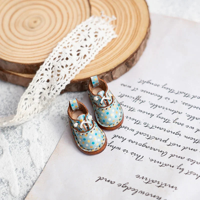 Blythe Baby Mini Cowhide Shoes – Handmade OB22 OB24 UFDOLL Checker Doll Accessories