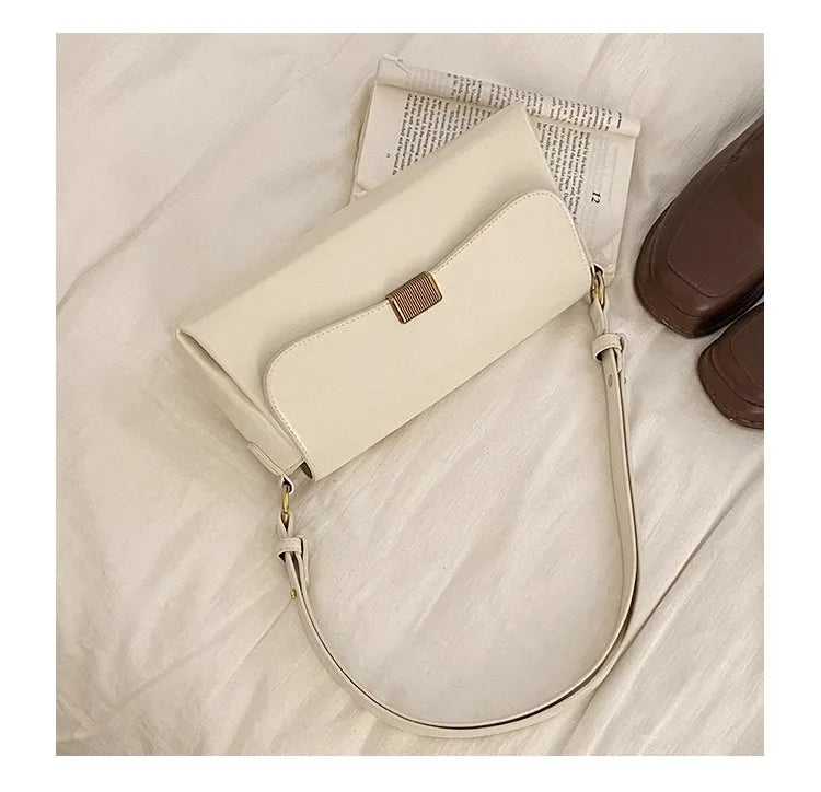 Retro Underarm Bag for Women – New Autumn Winter Fashion, Solid Color PU Leather Handbag, Casual Commuter Single Shoulder Bag