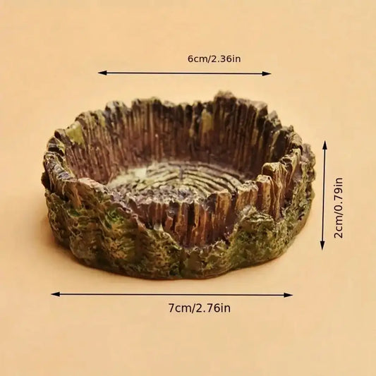Tree Stump Reptile Food & Water Bowl - Resin Terrarium Decor for Lizards & Snakes