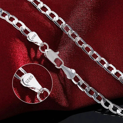 Men’s 925 Sterling Silver Necklace — 2/4/6/8/10/12MM, 40–75cm Chain with Lobster Clasp, Engagement Jewelry for Men, Boys & Women