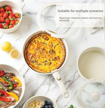 DONNOR Safe Nonstick Kitchen Cookware Set - Oven Safe Pots and Pans with Removable Handles