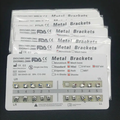 10 Packs Dental Orthodontic Metal Braces – Mini Roth/MBT/Edgewise 022 Slot Brackets for Dentist Treatment