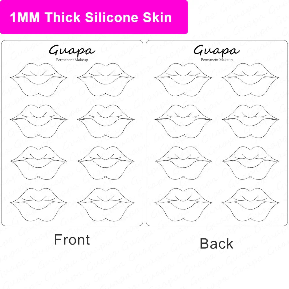 1mm Thick Double-Sided Lip Practice Skin — Microblading & PMU Stencil for Permanent Makeup Tattoo Artists