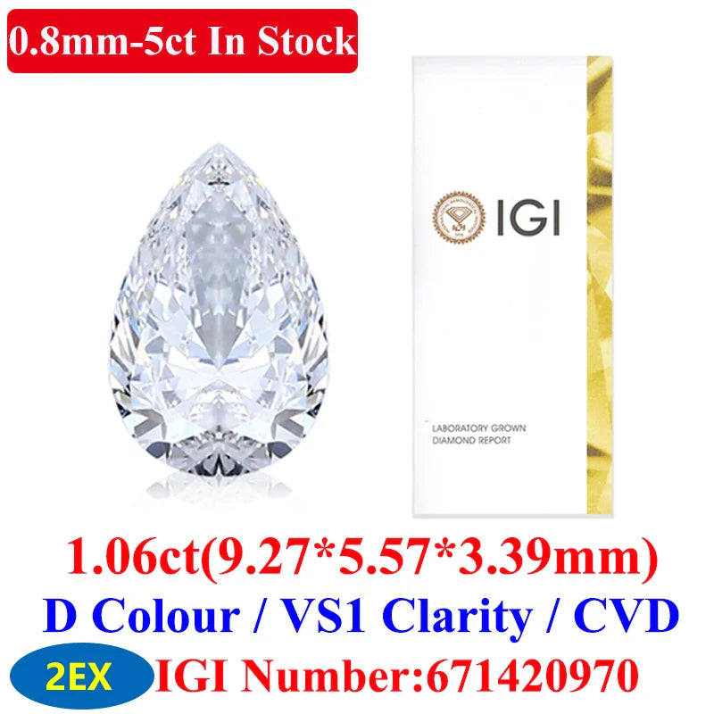 0.1–5CT Super White Lab-Grown Diamond Loose — IGI/GIA Certified, HPHT & CVD, DEFG VVS-SI, Diamond Tester Approved for Wedding Jewelry