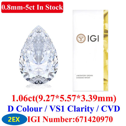 0.1–5CT Super White Lab-Grown Diamond Loose — IGI/GIA Certified, HPHT & CVD, DEFG VVS-SI, Diamond Tester Approved for Wedding Jewelry