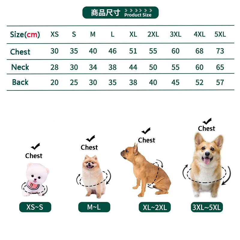 XS-5XL Pet College Style Sweater for Small and Large Dogs - Warm Vest Coat for French Bulldog, Yorkie, Chihuahua, and More