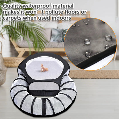 Portable Small Animal Playpen - Foldable Pet Cage with Transparent Mesh for Cats & Chickens