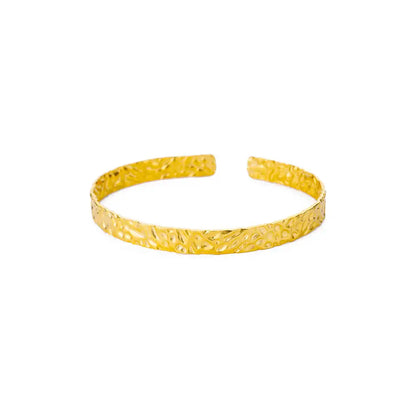 Classic Bump Pattern Open Cuff Bracelet – Gold Stainless Steel Bangle for Women Elegant Hand Jewelry Gift Accessory