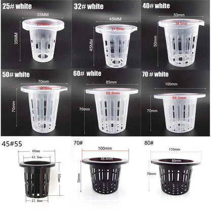 50pcs Hydroponic Mesh Net Baskets — Soilless Plant Nursery Cups for Veggie & Clone Growth