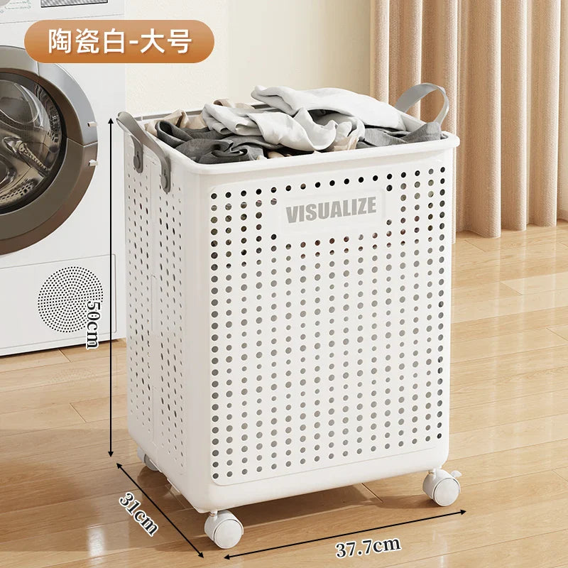 Foldable Laundry Hamper with Wheels — Portable Clothes Basket for Washing & Storage