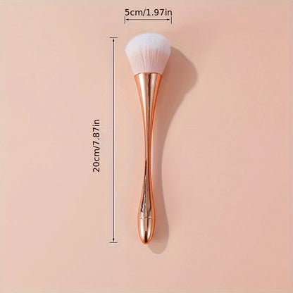 Rose Gold Fan Makeup Brush - Soft Hair Powder, Blush & Highlighter Brush