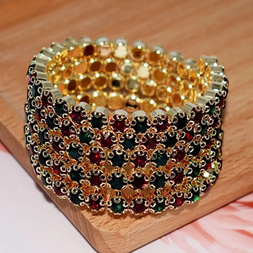 Women’s Rhinestone Crystal Bracelet - Glamorous Statement Jewelry for Stage & Special Events