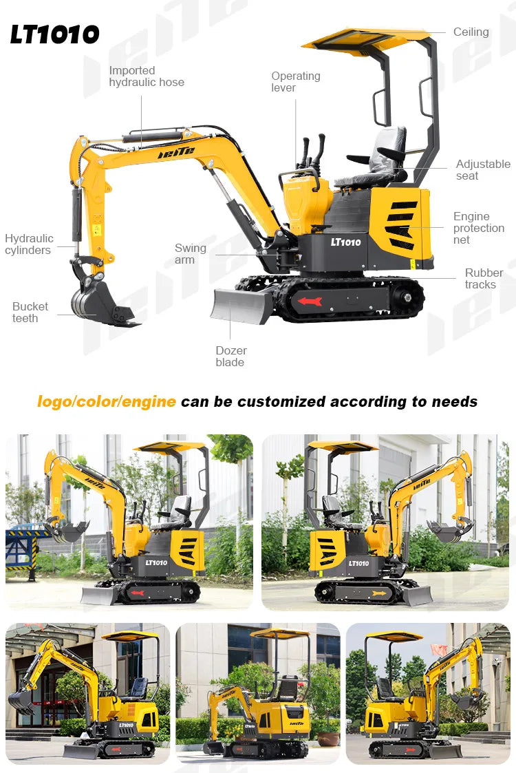 Mini Excavator 1–3 Ton — Kubota Engine, EPA Compliant Small Farm Digger, Compact Construction Machine