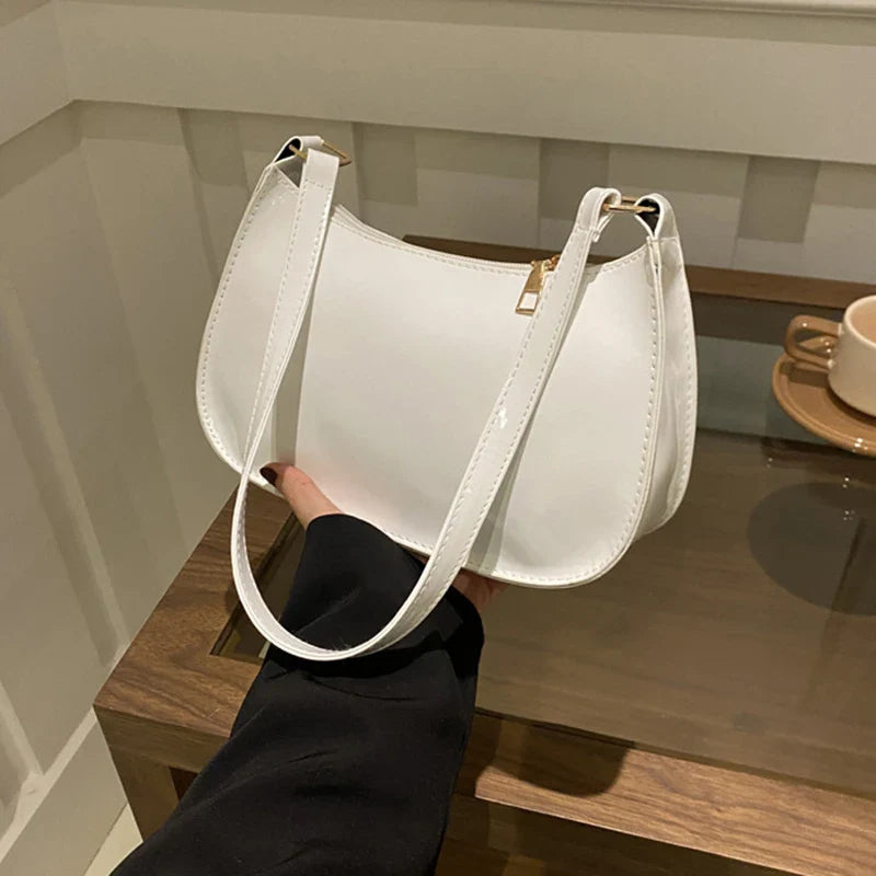 Retro Solid Color PU Leather Shoulder Bag – Fashion Women's Handbag, Casual Designer Hobo Underarm Bag