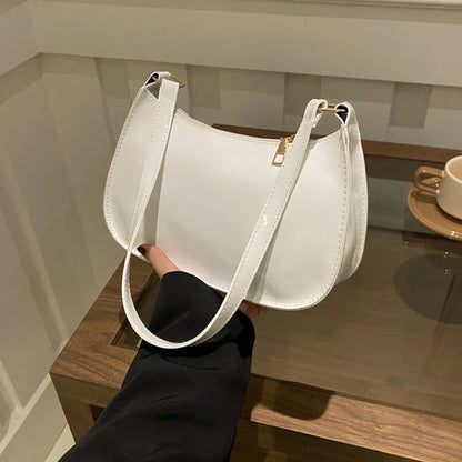Retro Solid Color PU Leather Shoulder Bag – Fashion Women's Handbag, Casual Designer Hobo Underarm Bag