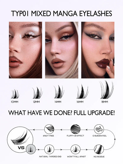 GROINNEYA Eyelash Clusters Kit – DIY Lash Extension with Bond & Seal, Waterproof Strong Hold & Tweezers