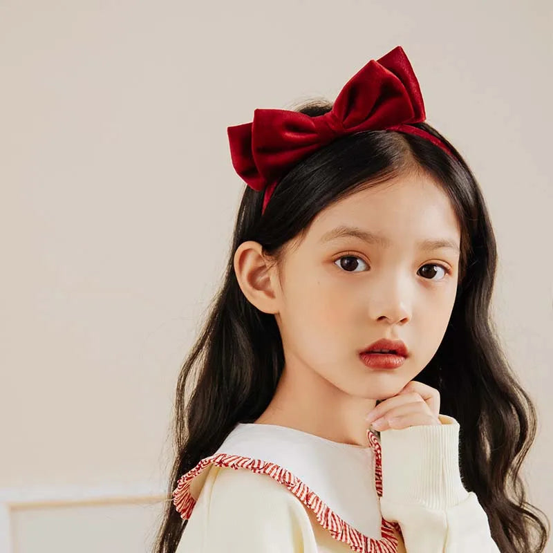 Women's Soft Velvet Bowknot Hairbands – Elegant Red & Black Party Headbands, Korean Vintage Headwear, Photo Prop Accessories
