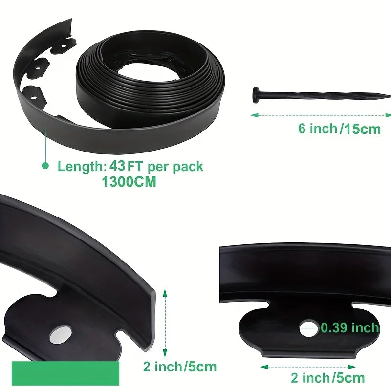 Landscape Lawn Edging Kit - Flexible Garden Border Barrier for Yard Pathways