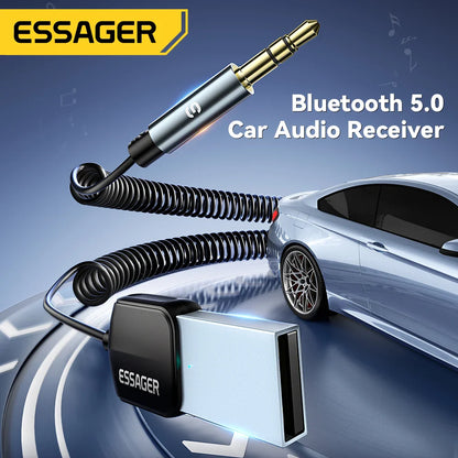 Essager USB Bluetooth 5.0 Receiver – 3.5mm AUX Car Audio Adapter Wireless Music Transmitter for Speakers & Handsfree Calling