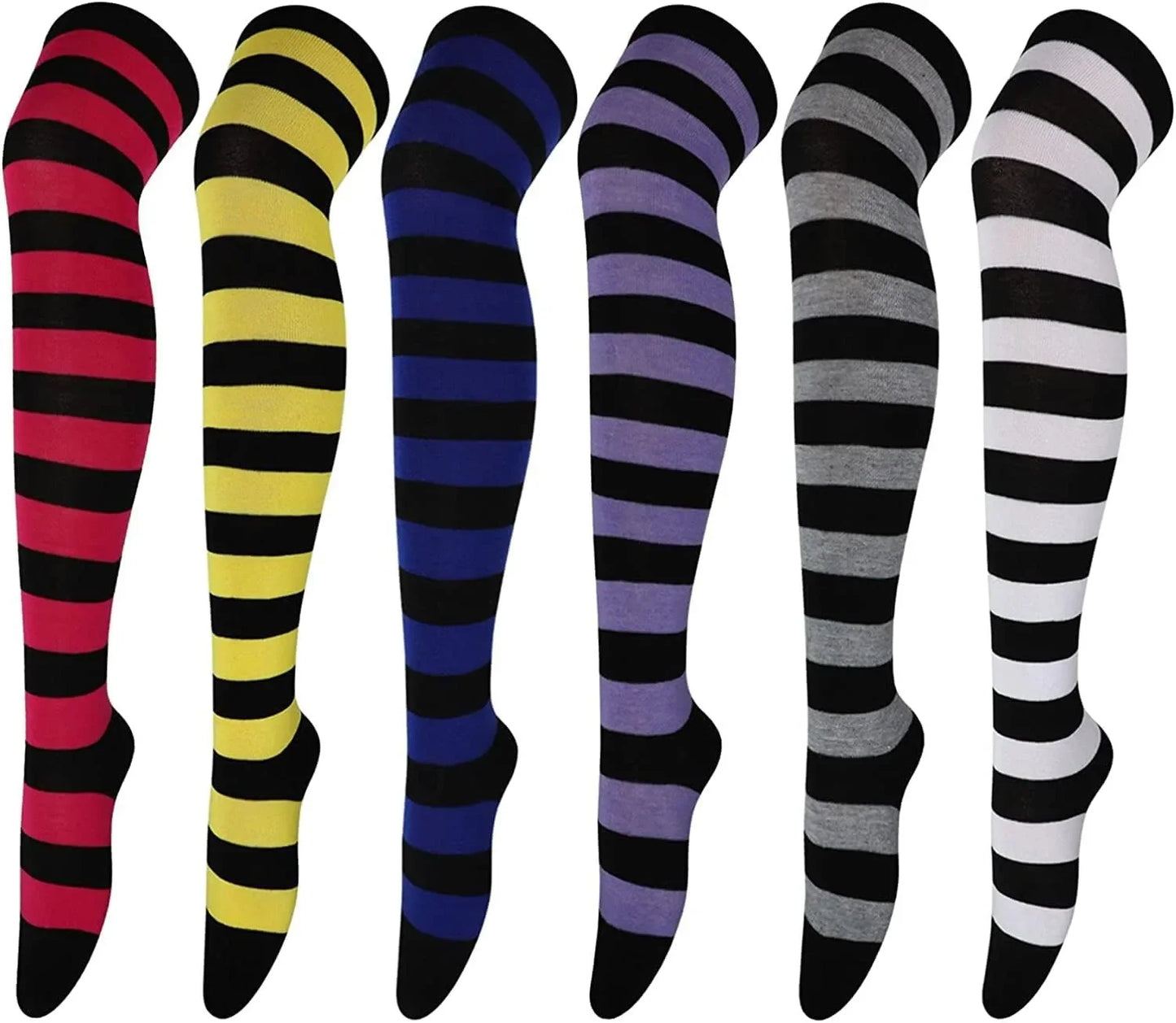 Stylish Knee-Length JK Striped Socks for Women & Girls – Multi-Color Cute Thigh-High Socks   1/2