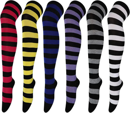 Stylish Knee-Length JK Striped Socks for Women & Girls – Multi-Color Cute Thigh-High Socks   1/2