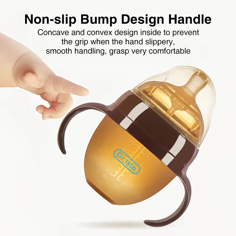 150ML/250ML Portable Baby Bottle – Silicone Feeding Bottle with Handle, Drop-Resistant & BPA Free for Newborns