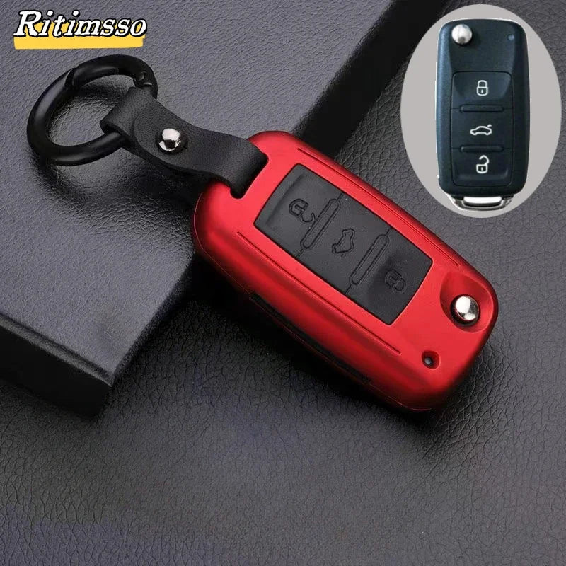 Carbon Fiber Matte Folding Car Key Case for VW – Fits Polo, Bora, Tiguan, Passat, Golf 6, Lavida, Scirocco, 3-Button Accessories