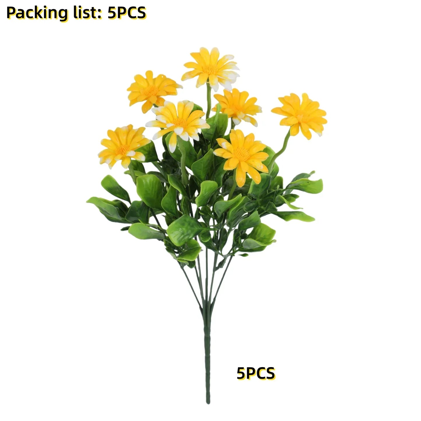 5/10 Pcs Realistic Artificial Daisy Bouquet – UV-Resistant Faux Flowers for Home, Garden, Office & Outdoor Spring/Summer Decor