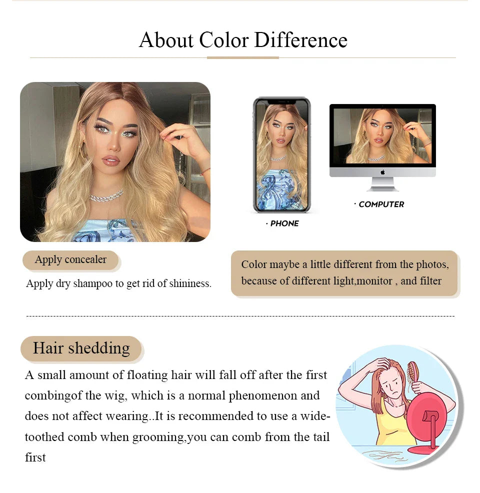 Long Wavy Brown Synthetic Wig for Women – Middle Part, Natural Look, Heat-Resistant Fiber for Daily Wear & Cosplay