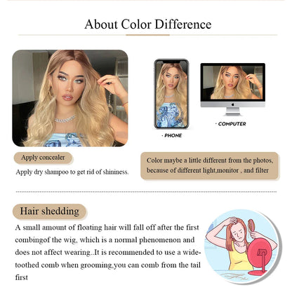 Long Wavy Brown Synthetic Wig for Women – Middle Part, Natural Look, Heat-Resistant Fiber for Daily Wear & Cosplay