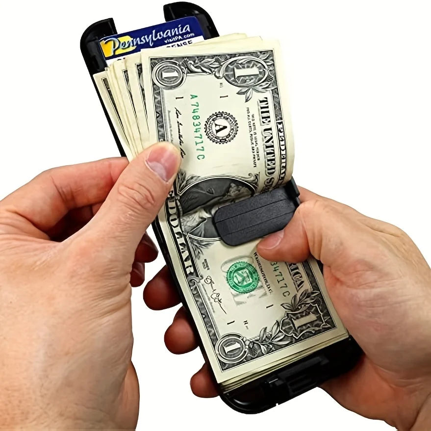 Ultra-Thin Aluminum RFID Blocking Wallet - Minimalist Metal Wallet for Men with Cash Clip and Credit Card Holder