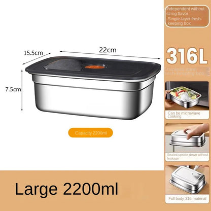 304 Stainless Steel Leak-Proof Bento Lunch Box – Sealed Food Storage Container for Fridge, Freezer & Camping