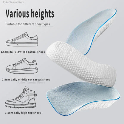 Height Increase Insoles for Men & Women – Arch Support Orthopedic Shoe Pads with Memory Foam & Heel Lift for Flat Feet