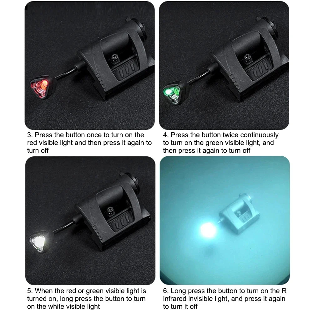 Tactical Helmet Light - 3 Modes LED Flashlight for Outdoor, Night Lighting, Hunting, Military, Cycling & Fishing