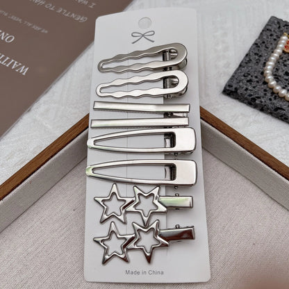 Silver Metal Hair Clips for Women & Girls | Y2K Duckbill Hairpin, Bangs Side Barrettes
