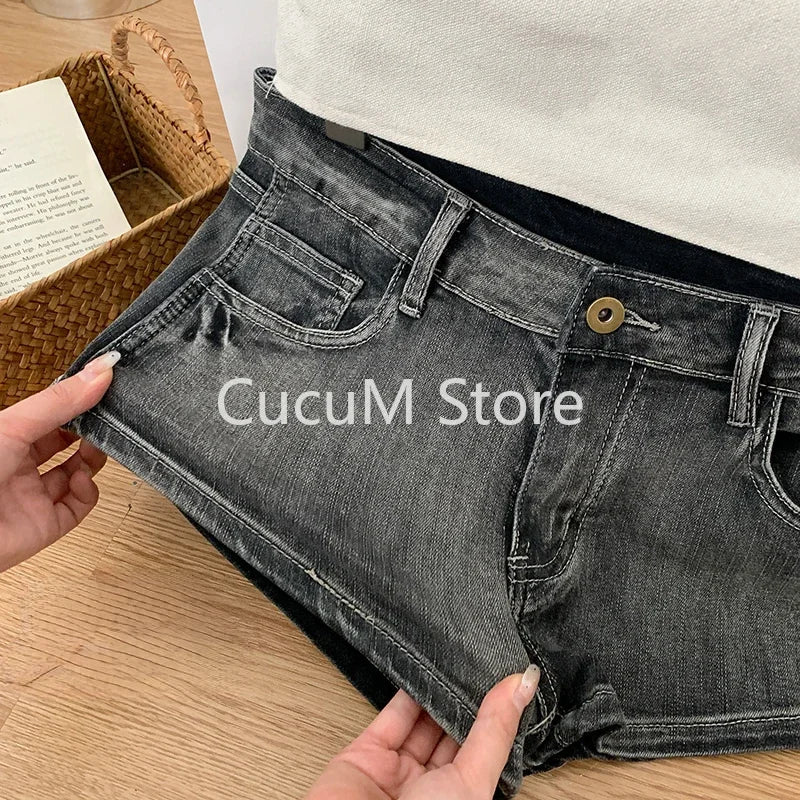 Summer Women’s Y2K Streetwear Gyaru Harajuku Vintage Low Rise 2000s Denim Jean Shorts Hot Pants
