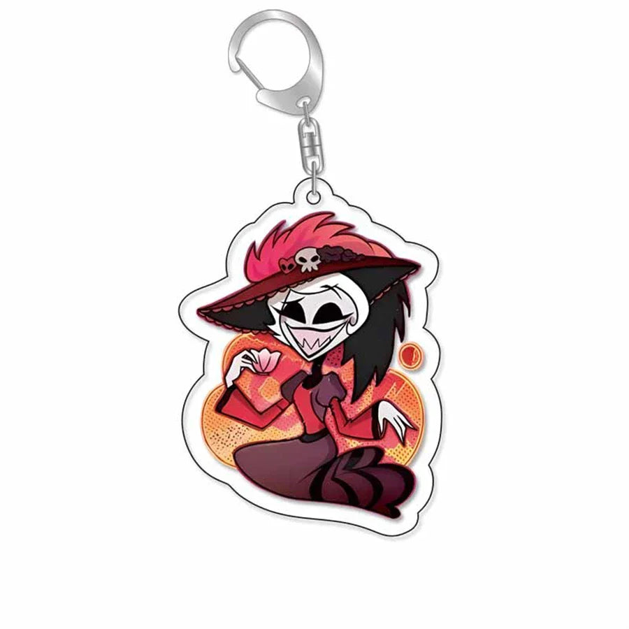 Anime Acrylic Keychain – Vaggie & Alastor Y2K Cartoon Pendant for Bags, Keys & Gifts