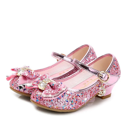 Children’s Princess Sandals - Girls’ Bowtie High Heel Wedding & Dress Shoes