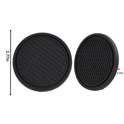 Universal Black Anti-Slip Car Cup Holder Coaster Pads – Interior Accessories for Most Vehicles