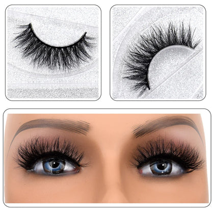 3D Real Mink False Eyelashes – Thick Handmade Strip Lashes with Glitter Packing for Makeup Beauty D101