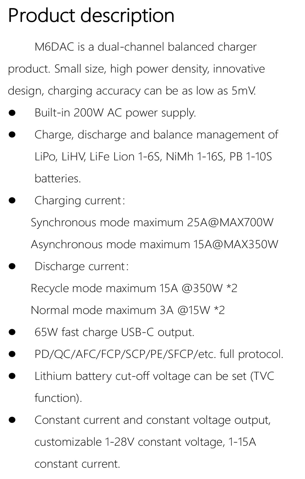 NEW ToolkitRC M6DAC Dual Channel Smart LiPo Battery Charger – 200W AC, 350W DC, 15A for 1-6S LiHV with 65W PD