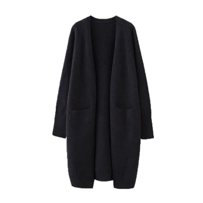 Women’s Solid Color Loose Thick Warm Sweater Cardigan – V Neck Knitted Coat with Pockets, Casual Spring/Autumn Tops C-124