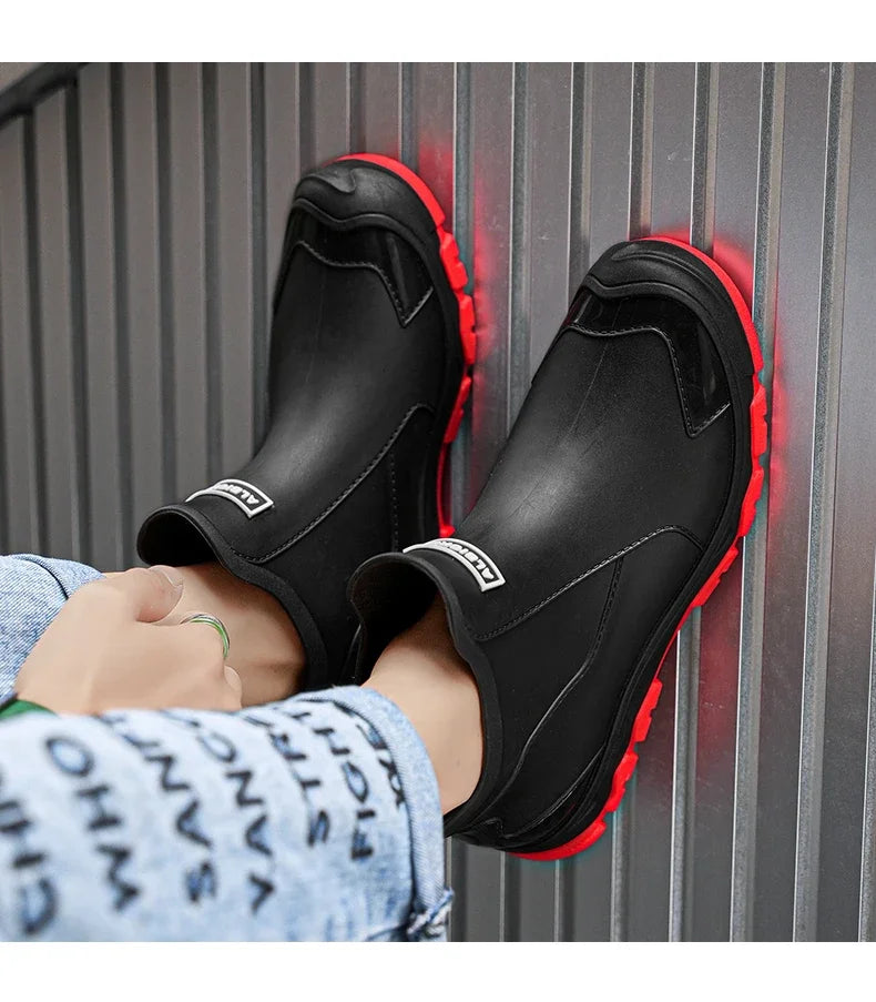 Men’s Waterproof Rain Shoes – Thickened Warm Rubber Short Boots for Work, Fishing & Kitchen Use