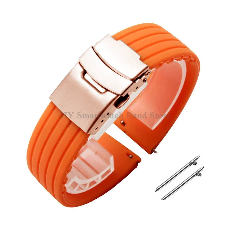 Quick Release Silicone Watch Strap 18–24mm – Sport Rubber Band for Huawei Watch GT2/3/4, Omega, Seiko, Fossil
