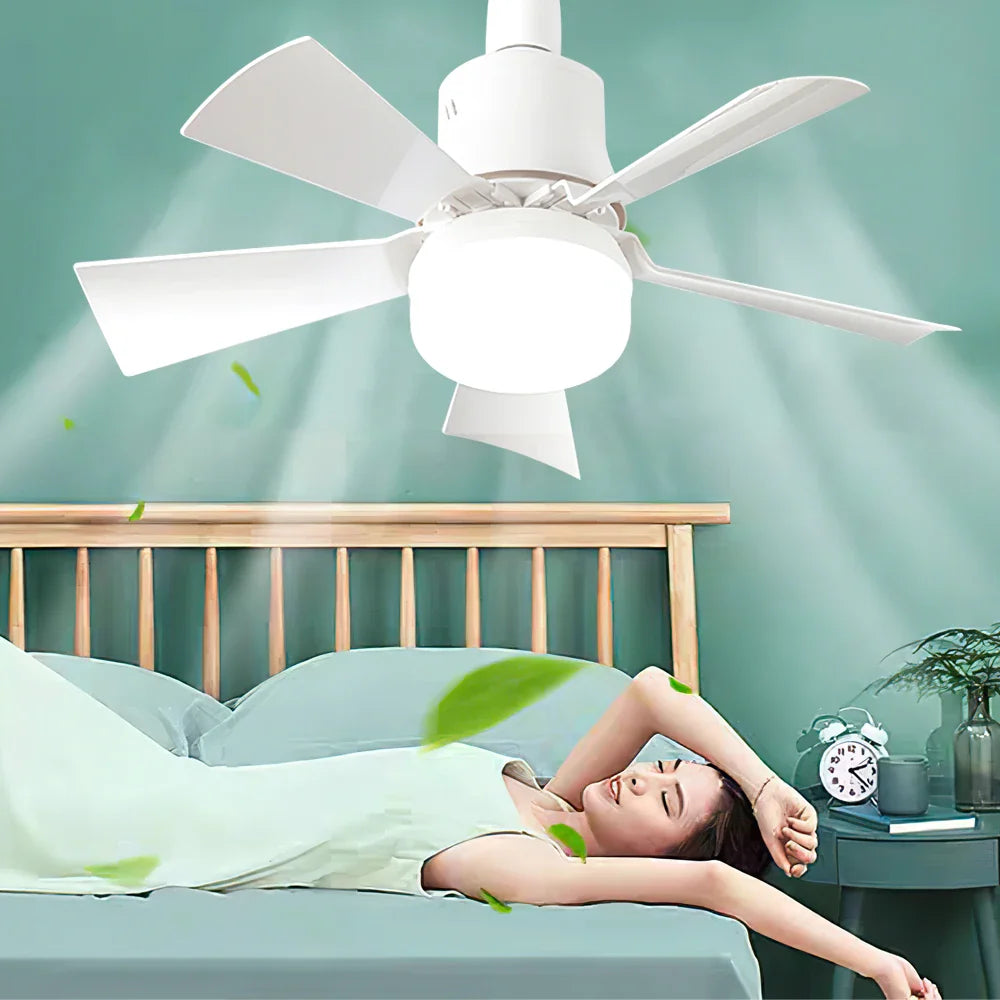 30W Ceiling Fan with LED Light – Dimmable Remote Control, E27 Base Smart Fan for Bedroom & Living Room