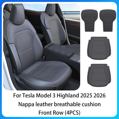 Tesla Model 3 Highland 2025–2026 Premium PU Leather Seat Cover – All-Season Full Set Car Seat Cushion Protector Interior Accessory