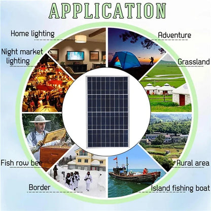 300W/600W Solar Panel Kit - Complete 12V Polycrystalline USB Power, Portable Outdoor Rechargeable Solar Cell Generator